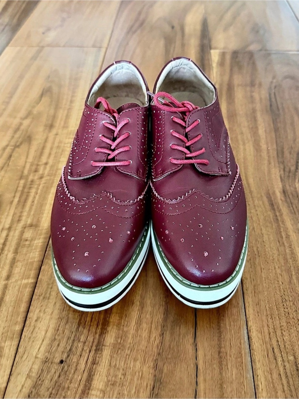 Burgundy Platform Sneakers